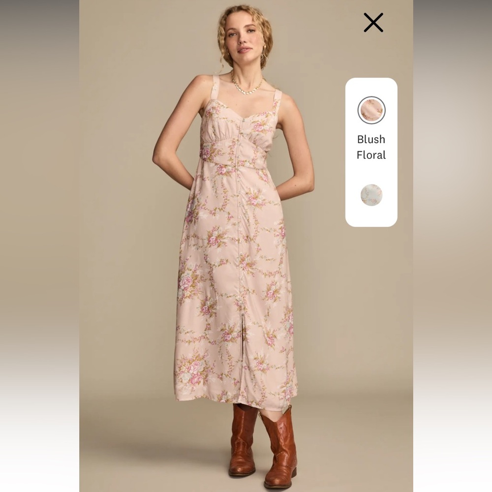 Lucky brand sleeveless button through Floral Blush Dress size xs